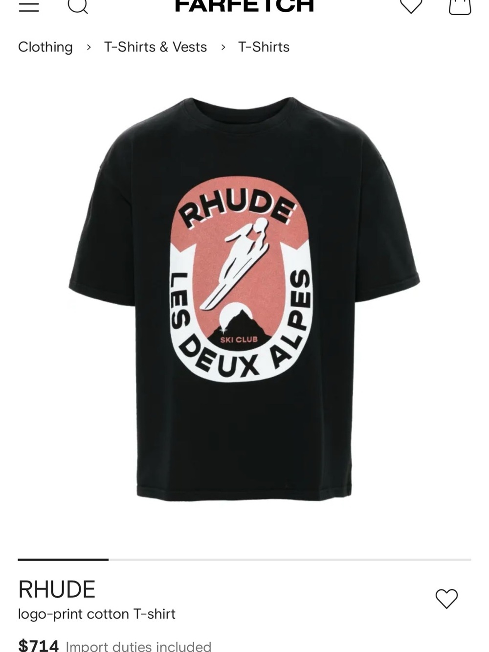 Rhude Black Short-Sleeve Les Deux Alpes Graphic Tee